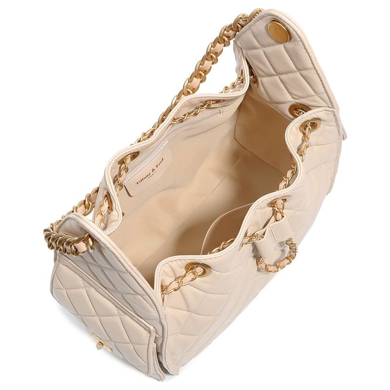 Tiffany & Fred Paris Quilted Leather Shoulder Bag, Beige — image 3 of 3